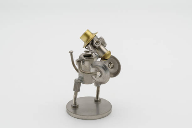 Dog figure playing cymbals (metal figure)