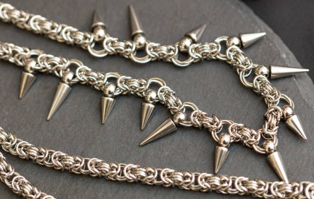 istock A silver chain with spikes is shown in the image 2193636640