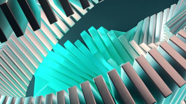 istock Explore this captivating Abstract Piano Keys Spiral Design showcasing a stunning turquoise light effect 2193637579