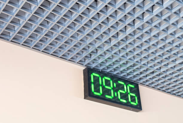 istock Digital clock in airport terminal. 2193637941