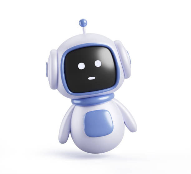 istock Chatbot robot 3d render icon. Cartoon funny ai bot character with face. Cute computer technology mascot, support service assistant, virtual digital agent isolated on white background 2193639870