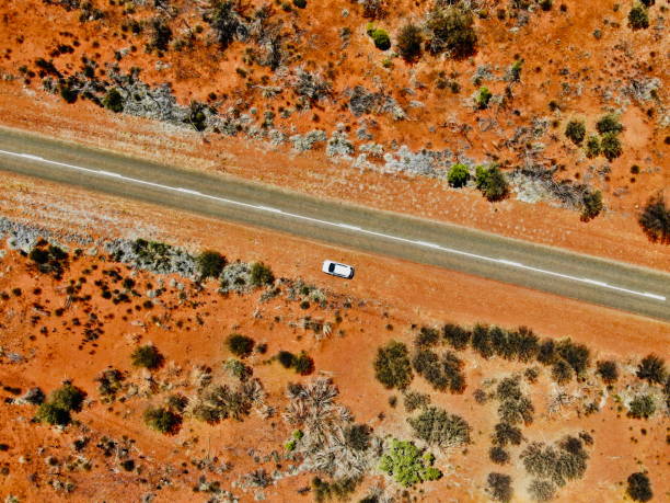 istock Top-down view of a car in the Australian outback 2193640961