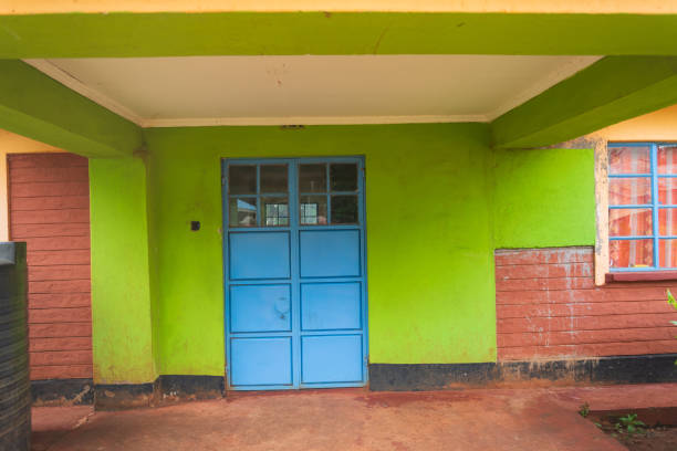 Kessup Village, Kenya - July 27, 2024. Exterior scene depicting a rural school building near the Rift Valley in Western Kenya.