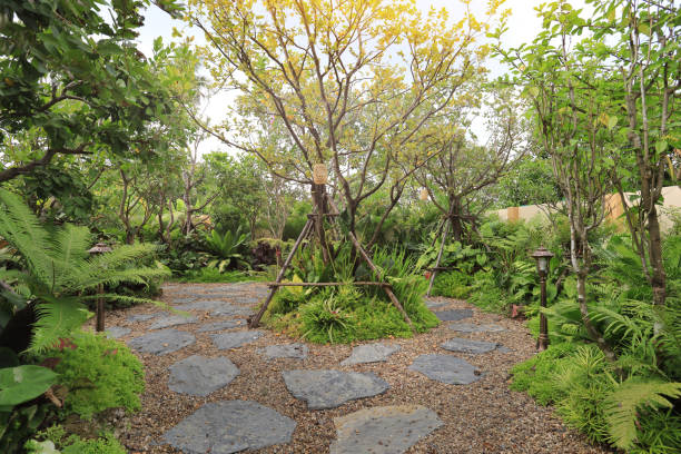 istock Stone block walkway on gravel stone floor. 2193642719