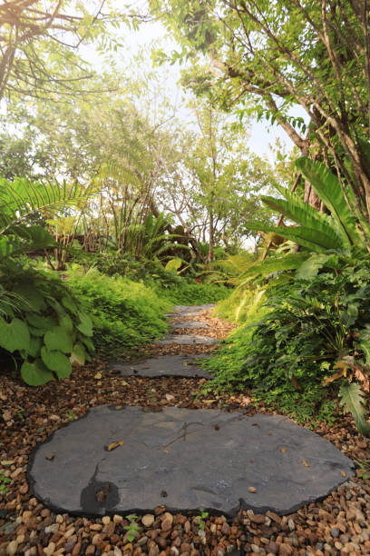 istock Stone block walkway on gravel stone floor. 2193642721