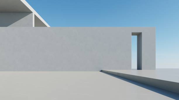 istock 3d render of abstract modern architecture with empty cement floor, minimal exterior, car presentation background 2193643343