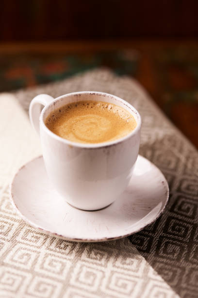 istock Cup of coffee on dark wooden background. Copy space. 2193644406