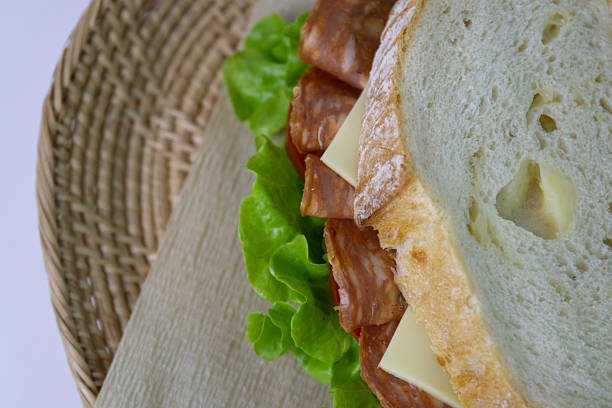 Tasty Sandwich from Laugen Bread and Pastrami Ham