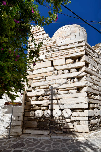 Paros, Greece - September 17, 2024: The medieval Frankish Castle from 13th century in the old town of Parikia
