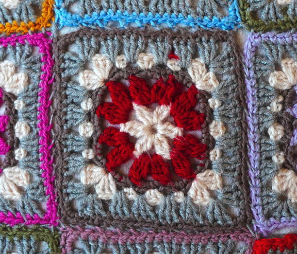 istock Crochet Colorful Pattern Closeup Multicolor Wool Handmade Textile Art 2193660490