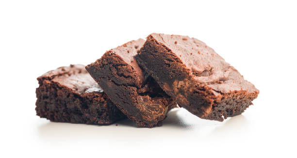 istock Homemade chocolate brownies isolated on white background. 2193661030