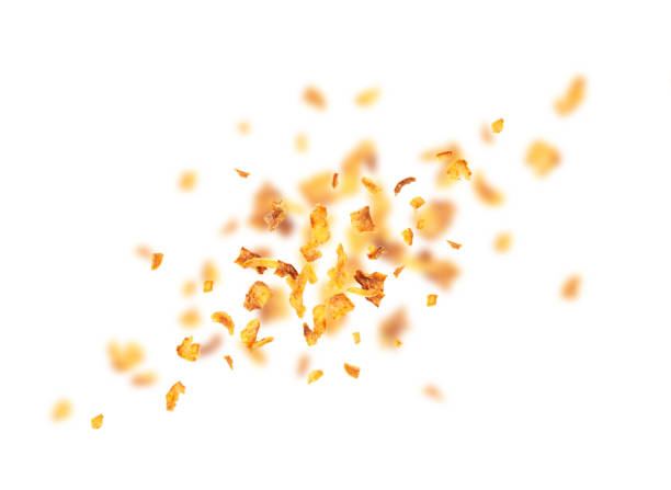 istock Falling Roasted Onion Isolated, Flying Dry Onion Pieces, Bulb Chips, Deep Fried Vegetable 2193668086