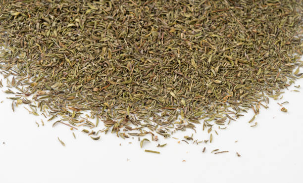 istock Dry thyme texture, dried marjoram pattern, oregano pile background, ground crushed thyme seasoning mockup 2193668358
