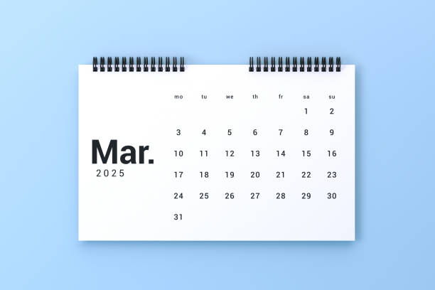 istock 2025 March Calendar On Blue Background 2193669220