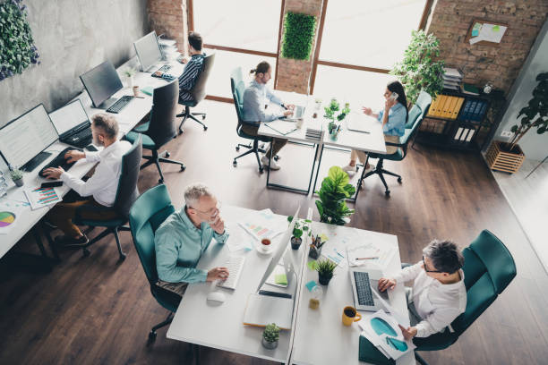 istock Full size high angle photo of coworking project teamwork people process agency work together conference meeting successful light office 2193670434