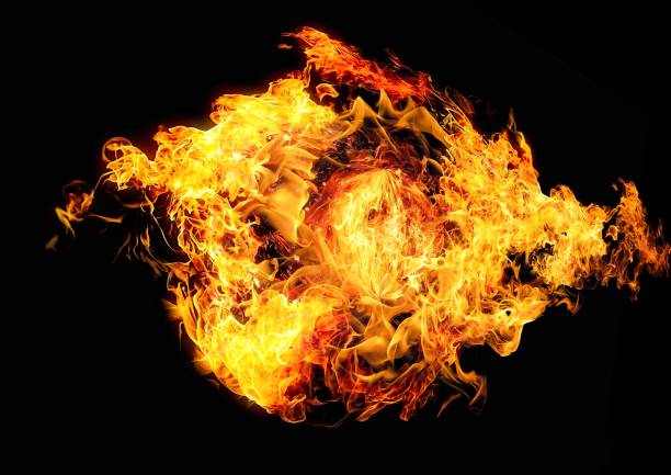 istock 3d illustration of an abstract fireball blazing on a black background 2193676856
