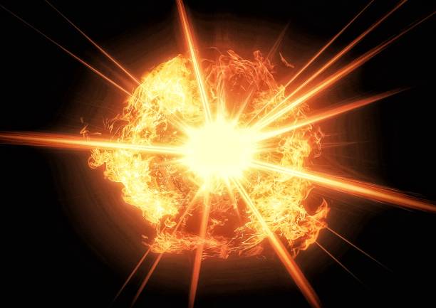 3d illustration of an abstract fireball blazing on a black background with text space