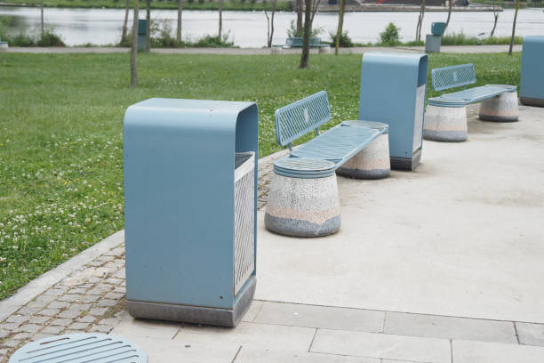 istock metal trash bin in the park, 2193680940