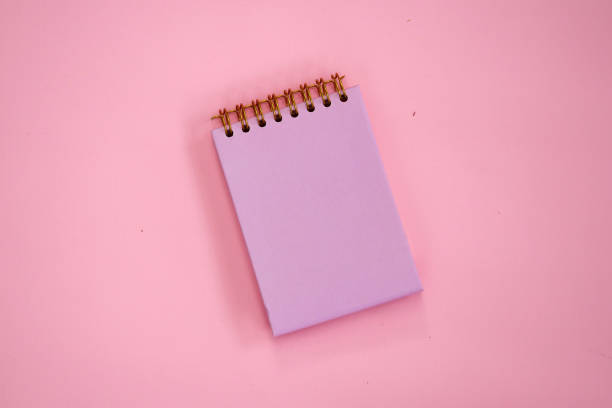 istock A pink blank spiral notebook on pink background, mockup book. 2193685724