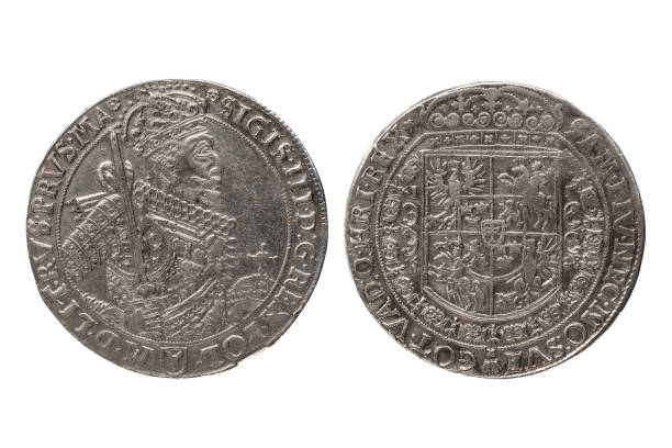 istock old taler silver coins background.Zygmunt III Waza 2193694829