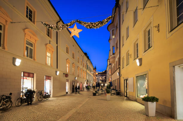 istock Brixen street christmas decorations at night 2193696786