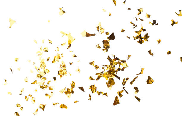istock Golden Foil Confetti on White Background 2193697929
