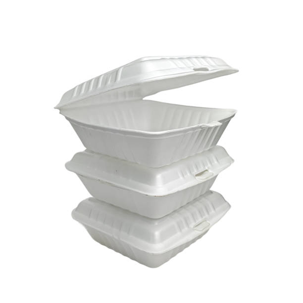 Styrofoam box for food isolated on white background