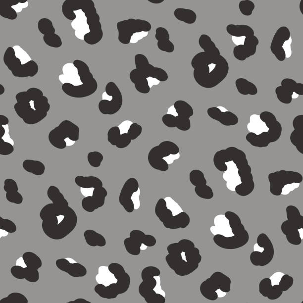 Leopard modern monochrome grey seamless pattern. Animal camouflage print endless background. Cheetah or panther skin texture repeat cover. Abstract jaguar fur continuous ornament. Vector illustration Leopard modern monochrome grey seamless pattern. Animal camouflage print endless background. Cheetah or panther skin texture repeat cover. Abstract jaguar fur continuous ornament. Vector illustration. black and white cheetah print stock illustrations