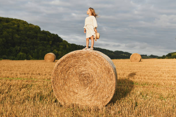 istock A girl on a bale of wheat 2193703145
