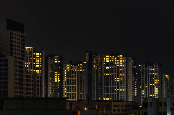istock The night view of the apartment complex 2193703481