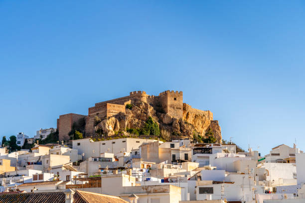 Castle and whitewashed architecture of Salobrena in Granada district in Andalucia, Spain