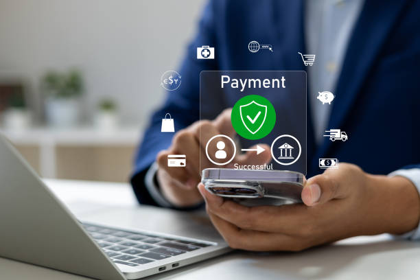 istock Secure online payment, Digital banking, Payment successful, Fintech solutions for seamless transactions and data protection, Online banking, Businessman authorizes an online payment via smartphone. 2193708064