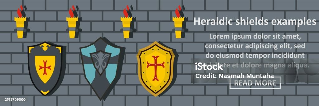 Couched Shield Example Heraldic Shields Examples Banner Horizontal Concept Stock Illustration ...