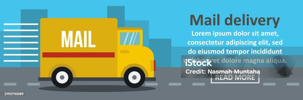 Mail Delivery Vector Mail Delivery Banner Horizontal Concept Stock Illustration - Download ...
