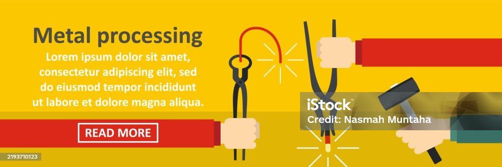 In Processing Banners Metal Processing Banner Horizontal Concept Stock Illustration ...