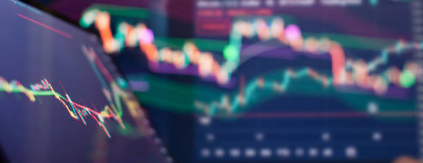 istock Dynamic visualization of financial data with a candlestick chart of the stock market and bright graphic elements 2193713419