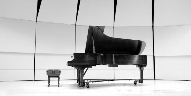 istock Black and White Piano on Concert Stage for Performance 2193713994