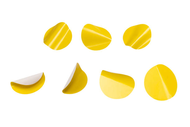istock Round yellow stickers, blank tags labels isolated on a white background. 2193715548