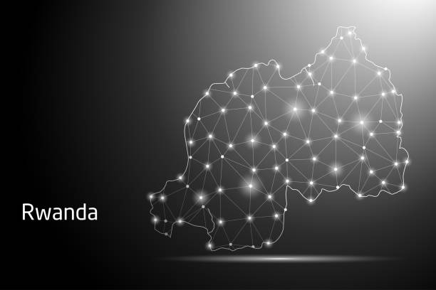 istock Abstract Mash Line and Point Scales on The Dark Gradient Background With Map of Rwanda. 3D Mesh Polygonal Network Connections. 2193717156
