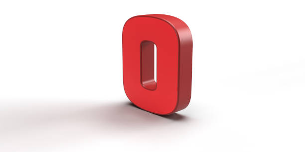 3d red number 0. 3d illustration zero numberb 3d number 0 on white background