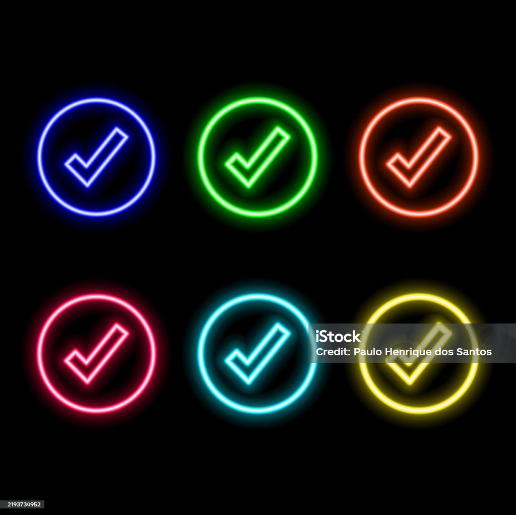 Correct Neon Geometric Check Mark Polygonal Design Wireframe Low Polyarnization ...
