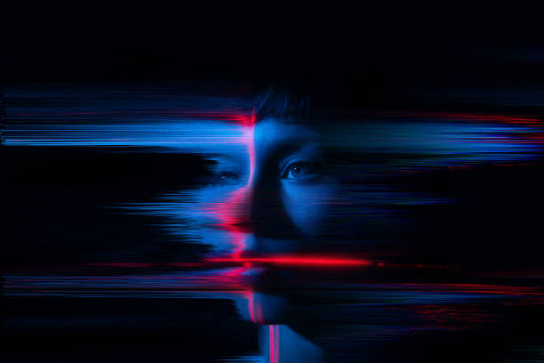 s’estomper dans le métavers glitché - changer de forme photos et images de collection