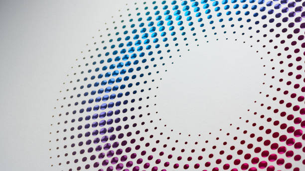istock Gradient circular pattern with vibrant blue and pink hues, cut into sleek white textured paper design 2193736893
