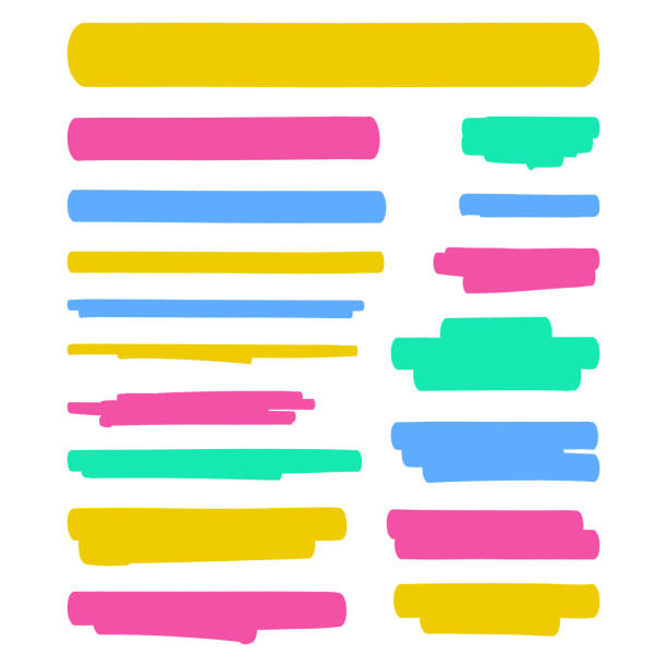 stockillustraties, clipart, cartoons en iconen met colorful highlighter marker set vector design - striemen van mondmasker