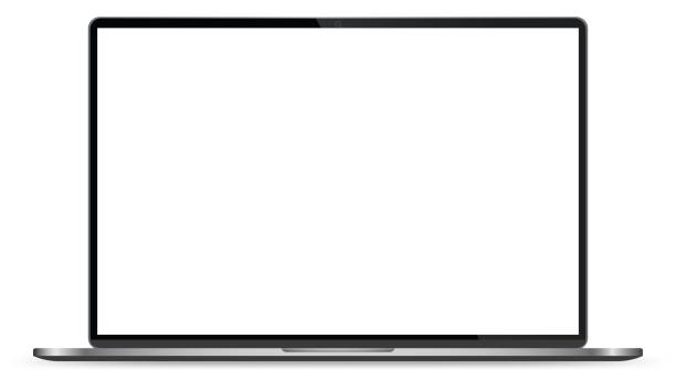 istock Isolated laptop mockup without background with blank screen. Stock royalty free. Overlay 2193740905