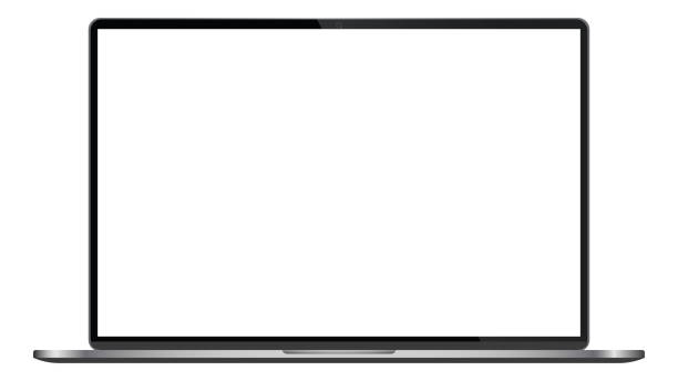 istock Isolated laptop mockup without background with blank screen. Stock royalty free. Overlay 2193740910