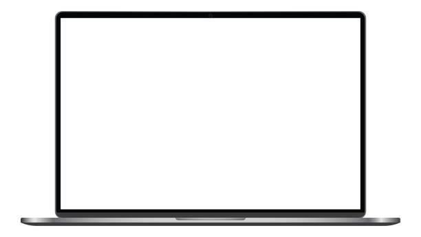 istock Isolated laptop mockup without background with blank screen. Stock royalty free. Overlay 2193740921