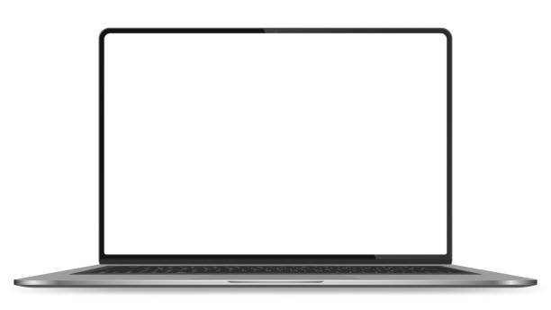 istock Isolated laptop mockup without background with blank screen. Stock royalty free. Overlay 2193741058