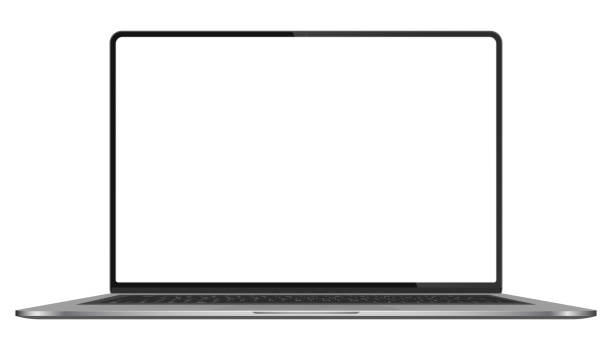istock Isolated laptop mockup without background with blank screen. Stock royalty free. Overlay 2193741063