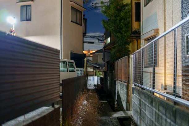 Scenery of back alley at night